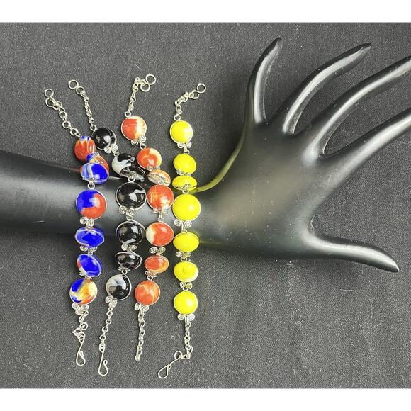 15 Murano Glass & Alpaca Silver Bracelets from Perú Multicolor Wholesale Lot - Picture 6 of 7